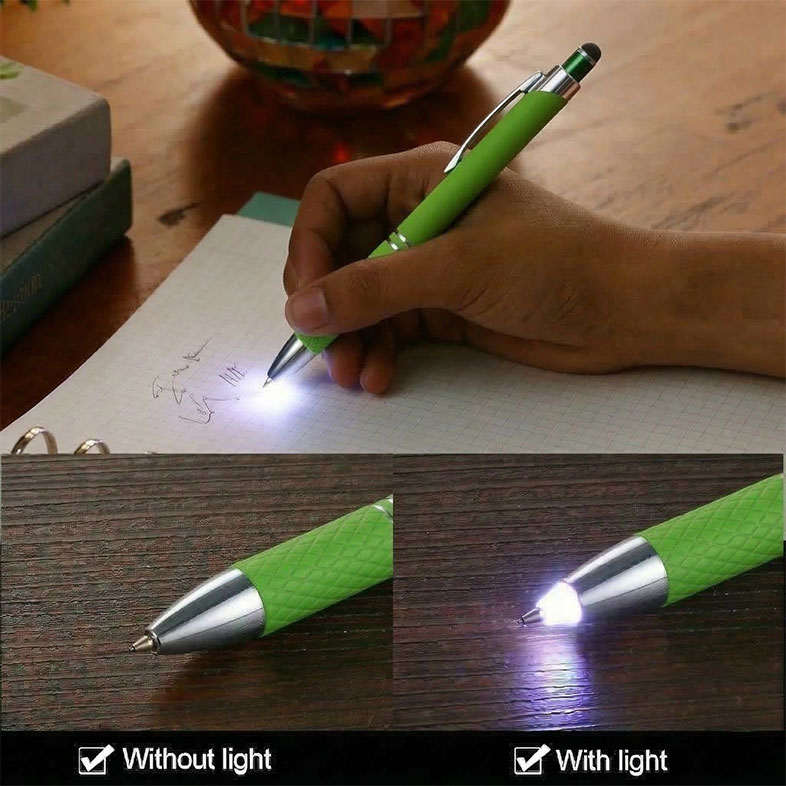 3 in 1 Touch Pen with LED Ligh (Forest Green)