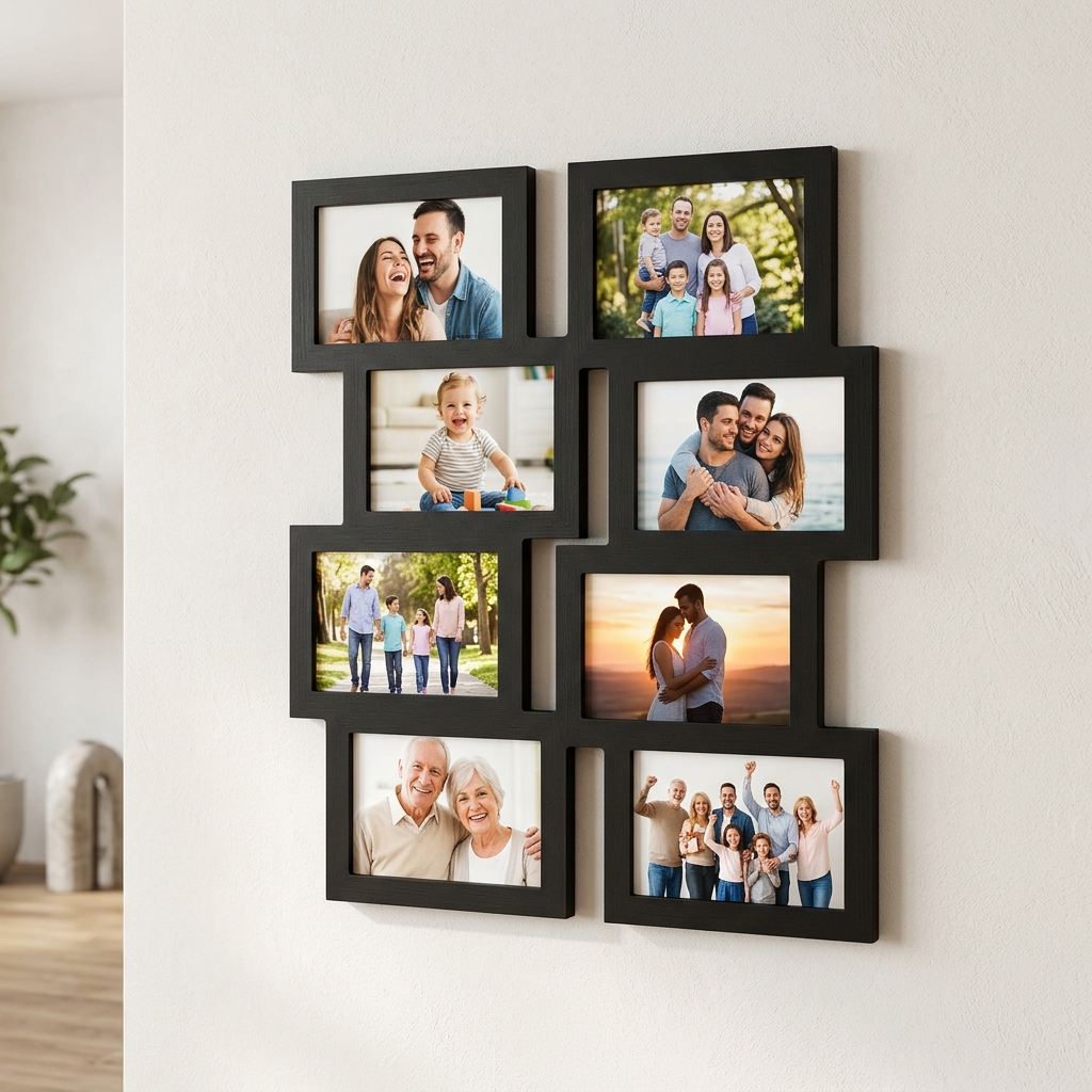 Customized 8-Photo Collage MDF Wooden Wall Frame